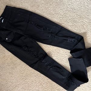 Black ripped high waist skinny jeans